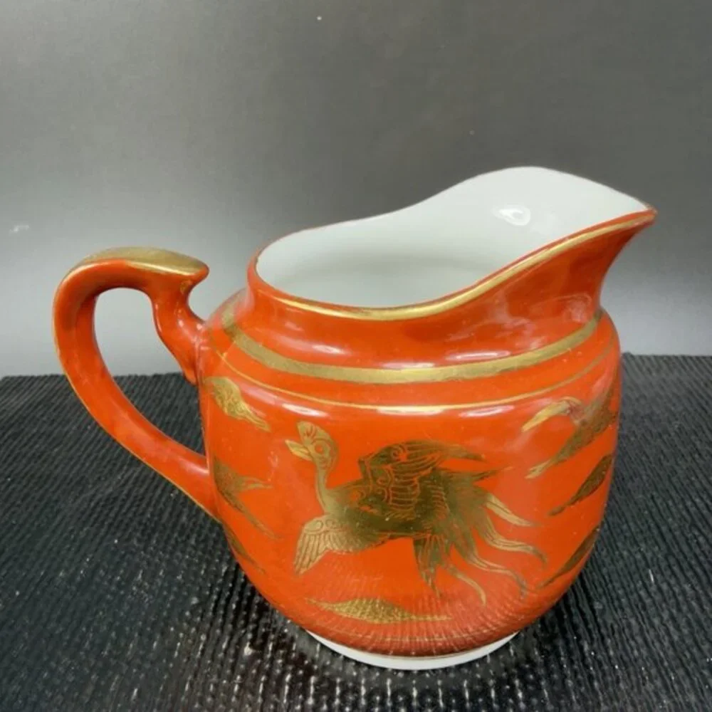 Japanese Eiraku Eggshell Sugar And Creamer Set‎ Phoenix Dragon Pattern Antique